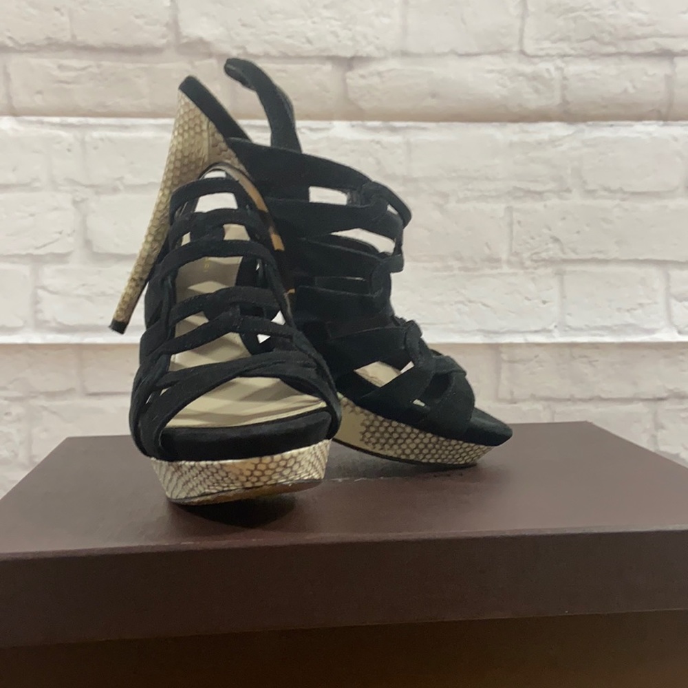 El Viola black/natural strappy heel/sandal